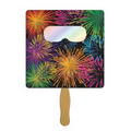 Square Fireworks Fan w/ Pre-Printed Firework Images Front & 1 Color Back